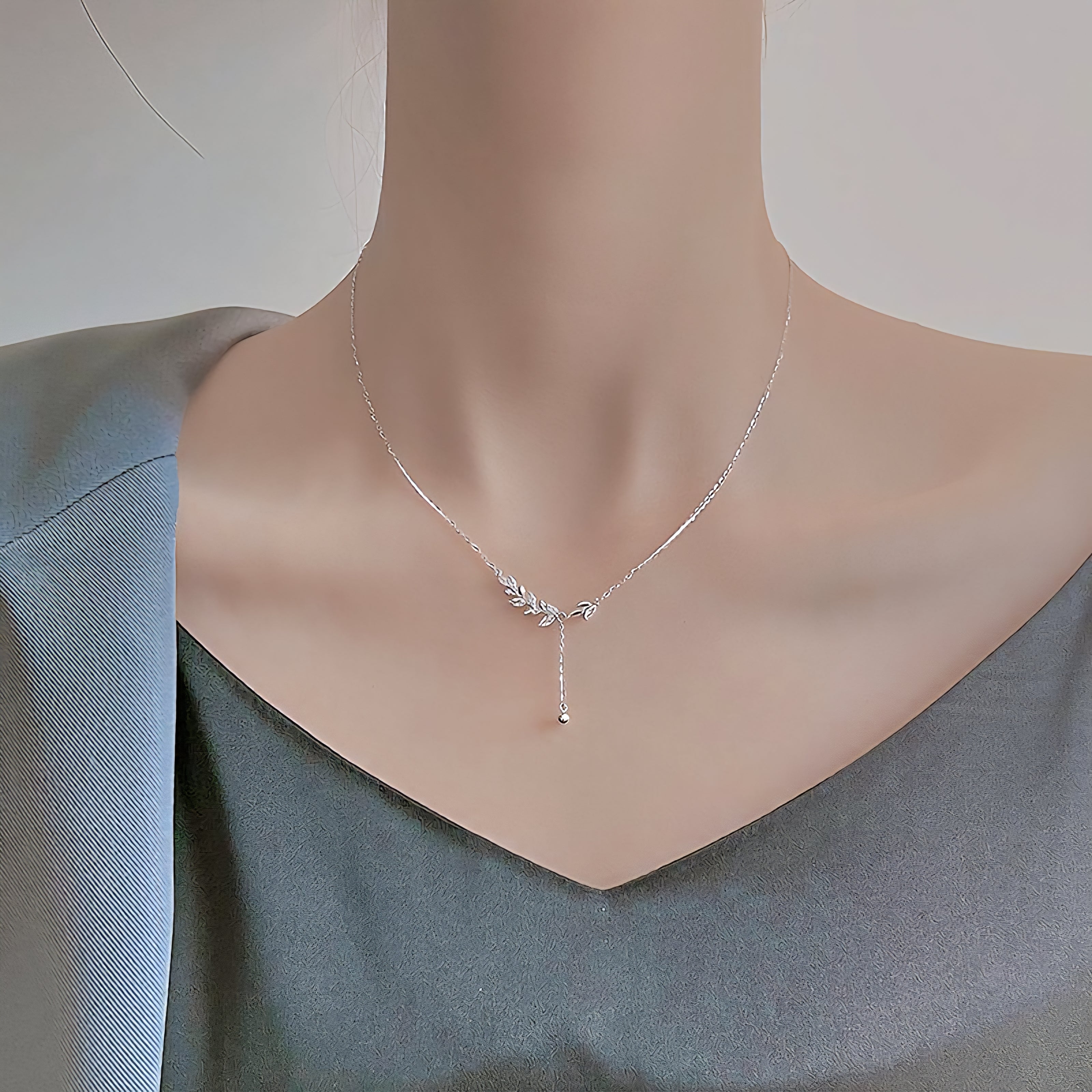 Silver Leaf Branch Necklace