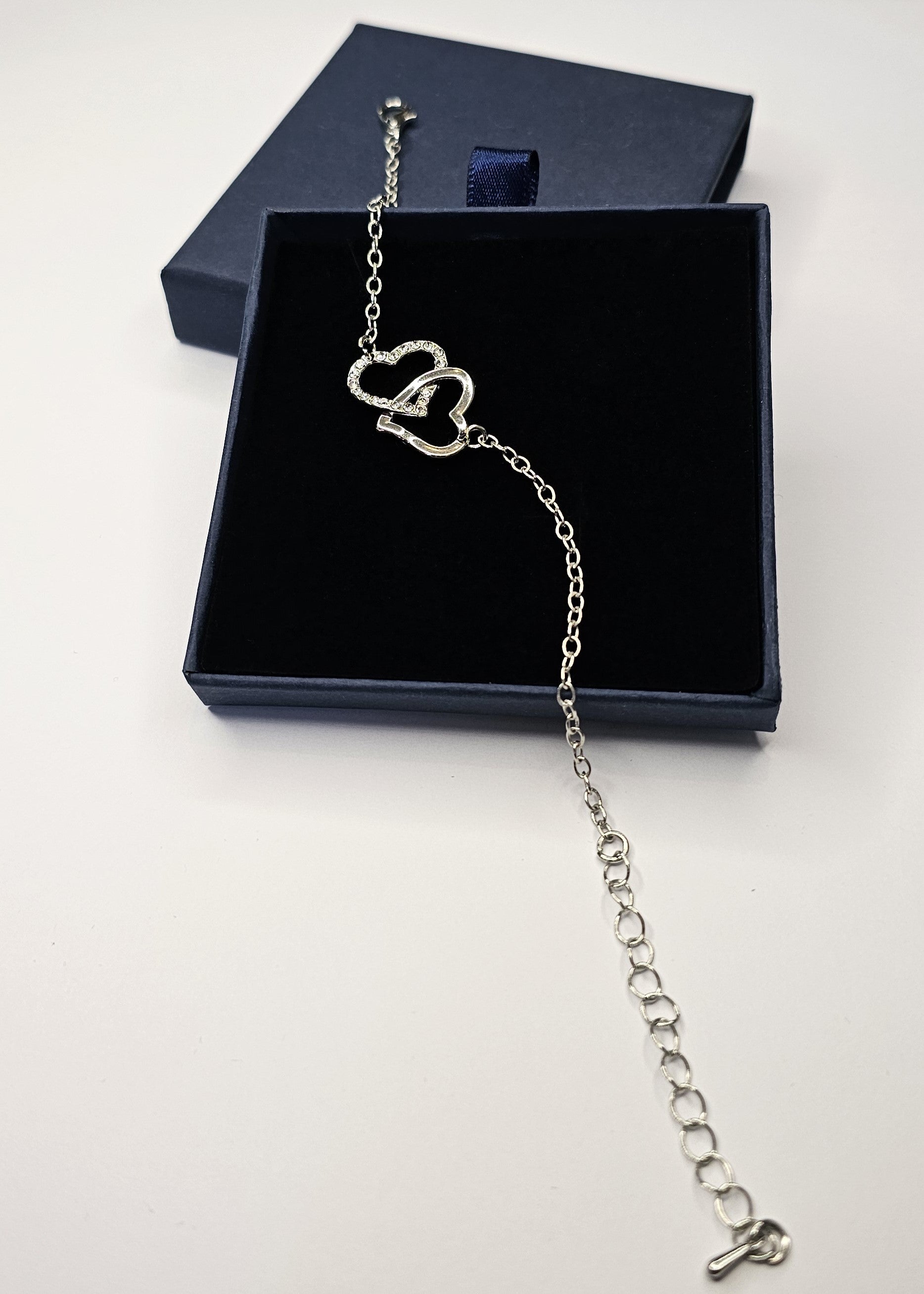 Double-Heart Charm Silver Bracelet