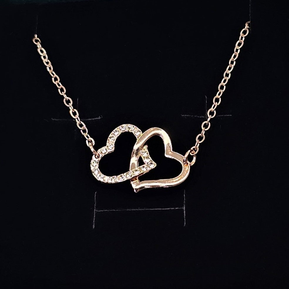Double-Heart Charm Rose Gold Bracelet