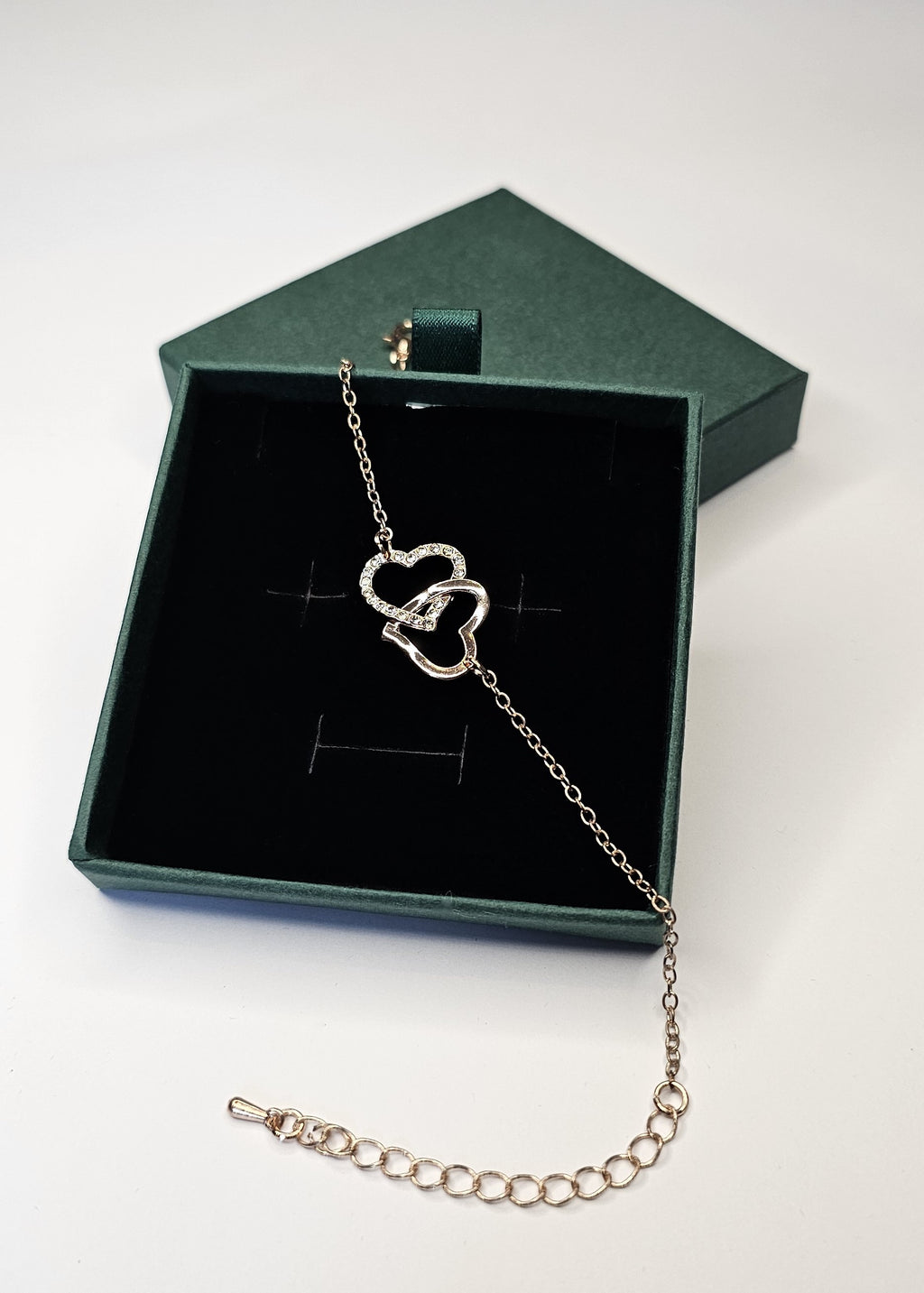 Double-Heart Charm Rose Gold Bracelet