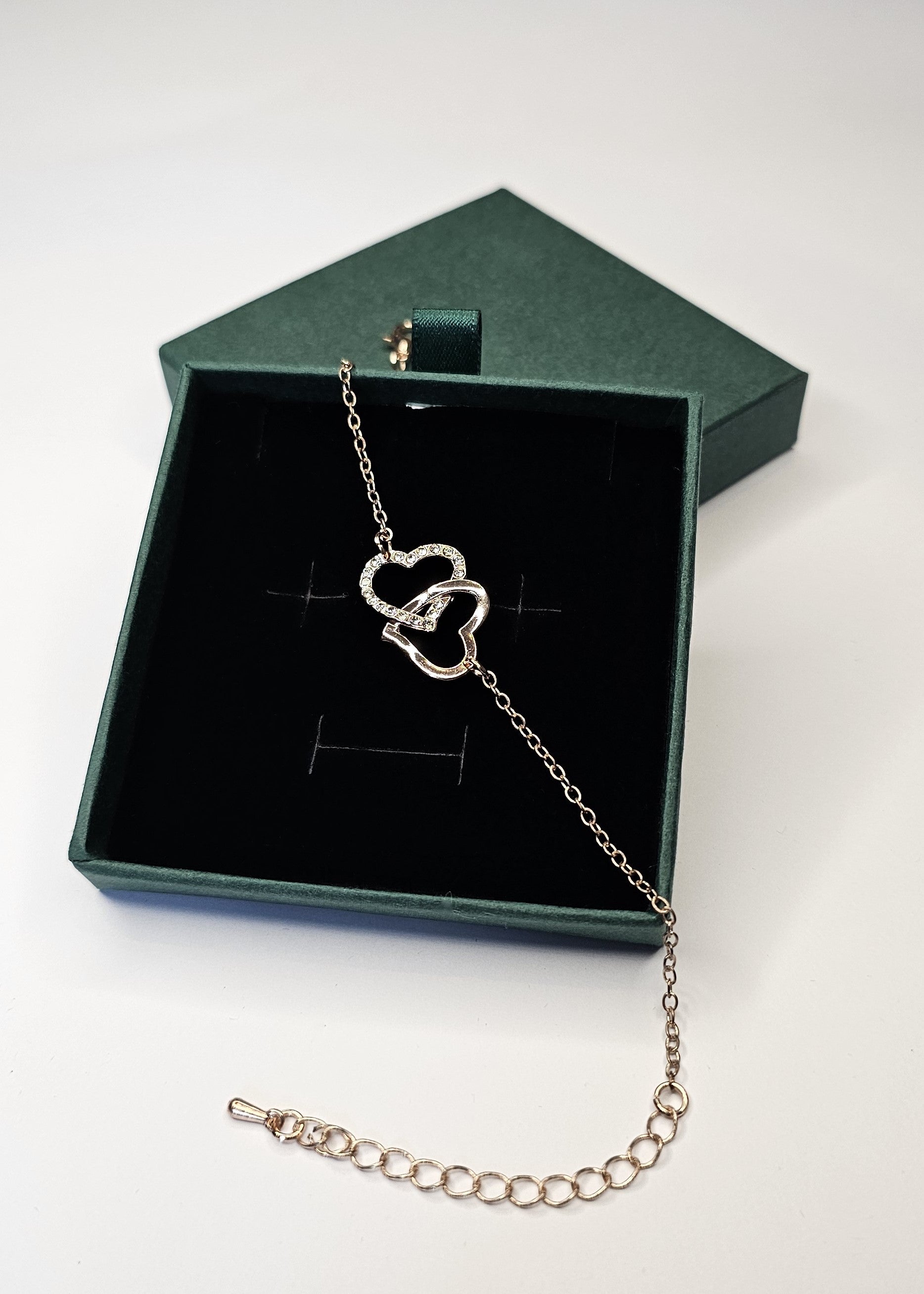 Double-Heart Charm Rose Gold Bracelet