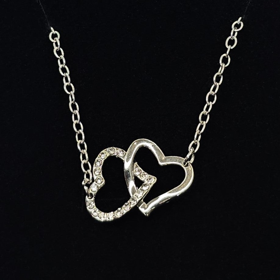 Double-Heart Charm Silver Bracelet