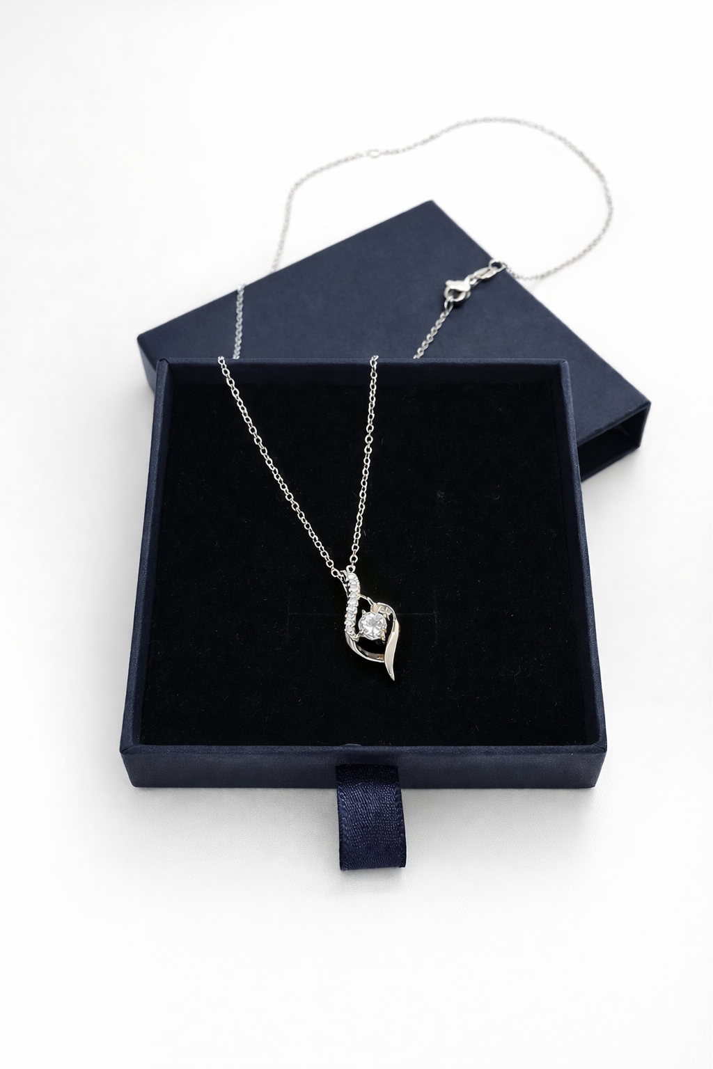 Silver Plated Moissanite Pendant Necklace